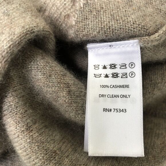 Cynthia Rowley 100% 2-ply Cashmere Small Taupe Pink Star Print Crew Neck… - Picture 5 of 6